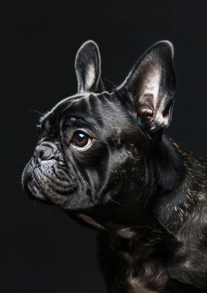 Photo of black french bulldog portrait animal mammal.