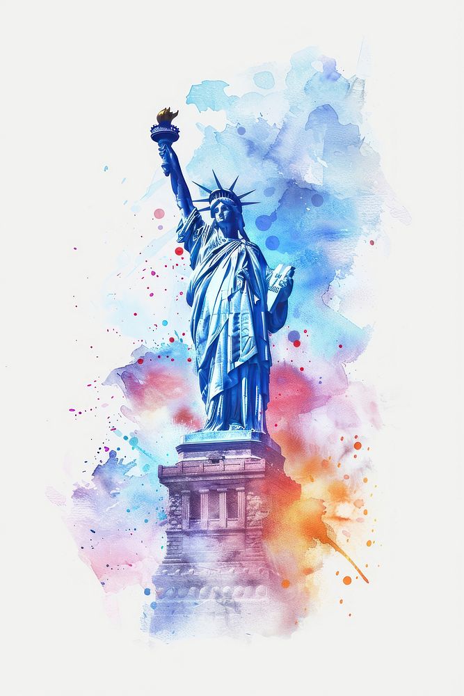 Statue of Liberty in Watercolor statue sculpture art.