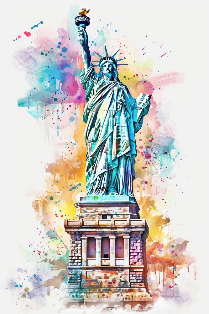 Statue of Liberty in Watercolor statue sculpture art.