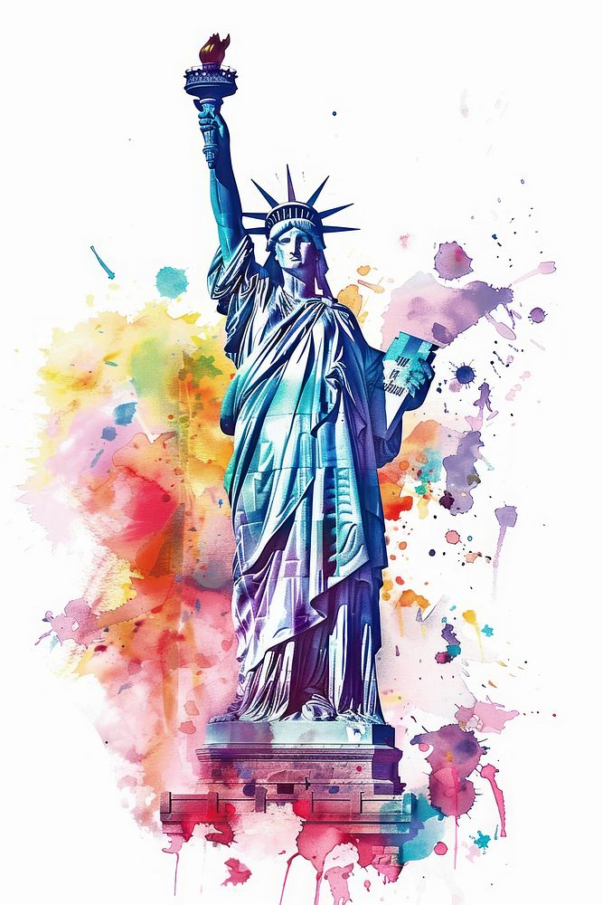 Statue of Liberty in Watercolor statue sculpture painting.