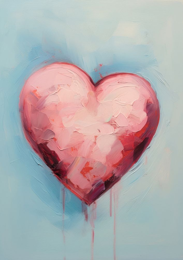 Close up on pale cute heart painting creativity painted.
