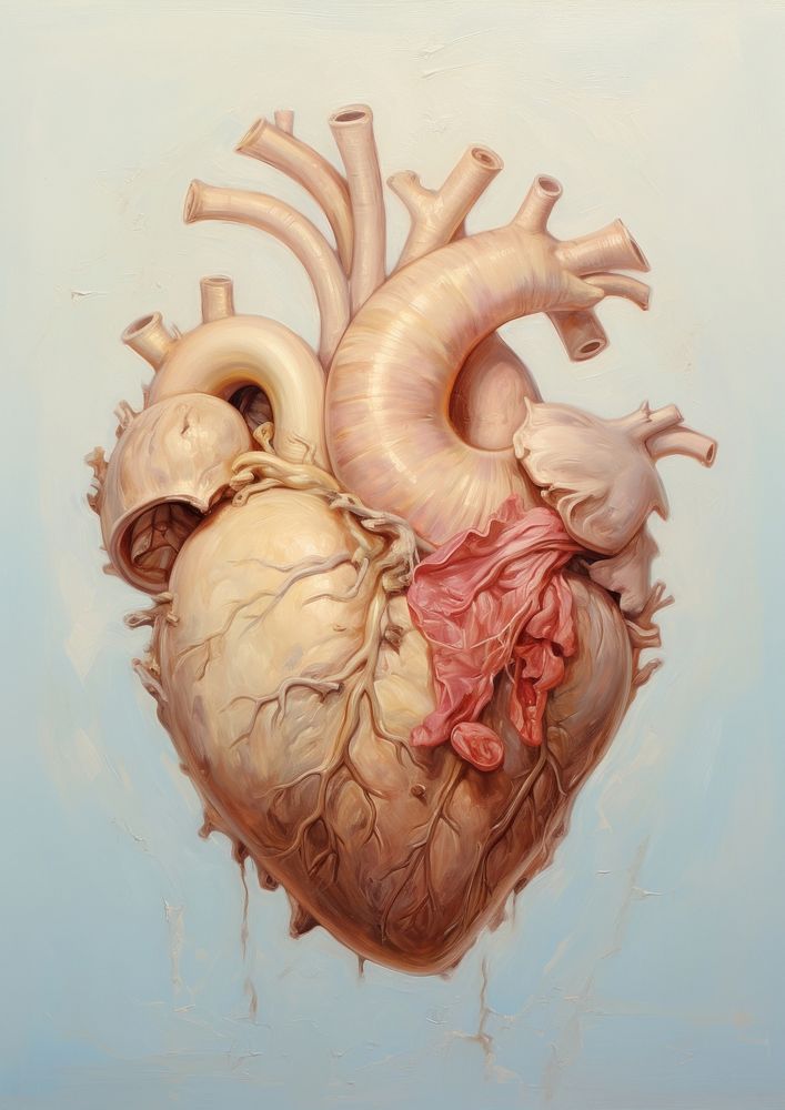 Close up on pale heart painting creativity medical.