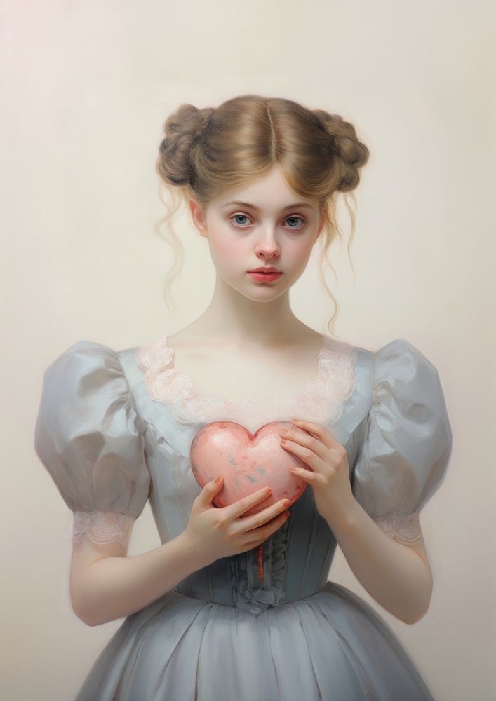 Close up on pale cute heart painting portrait fashion.