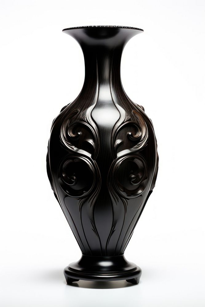 Vase black urn white background.