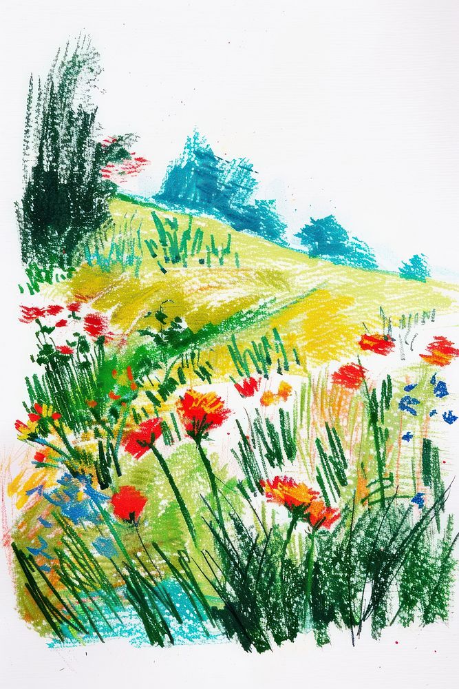 Meadow painting outdoors nature.