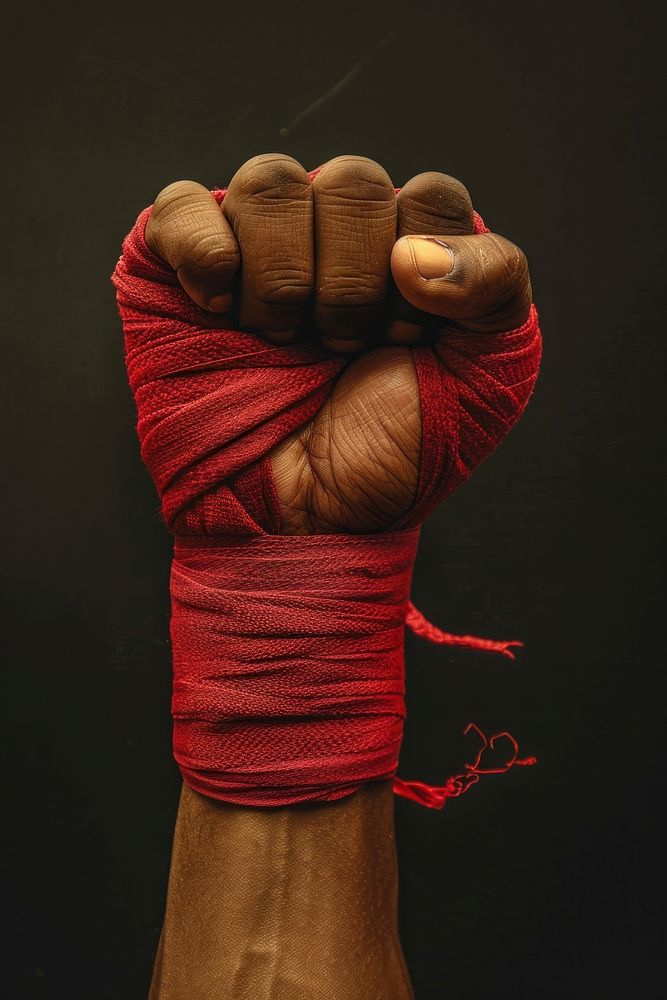 Boxing red hand wraps finger strength clothing.