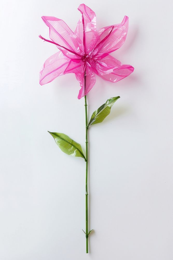 Flower made from plastic petal plant leaf.