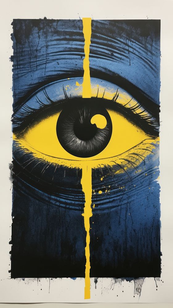 Eye painting yellow art.