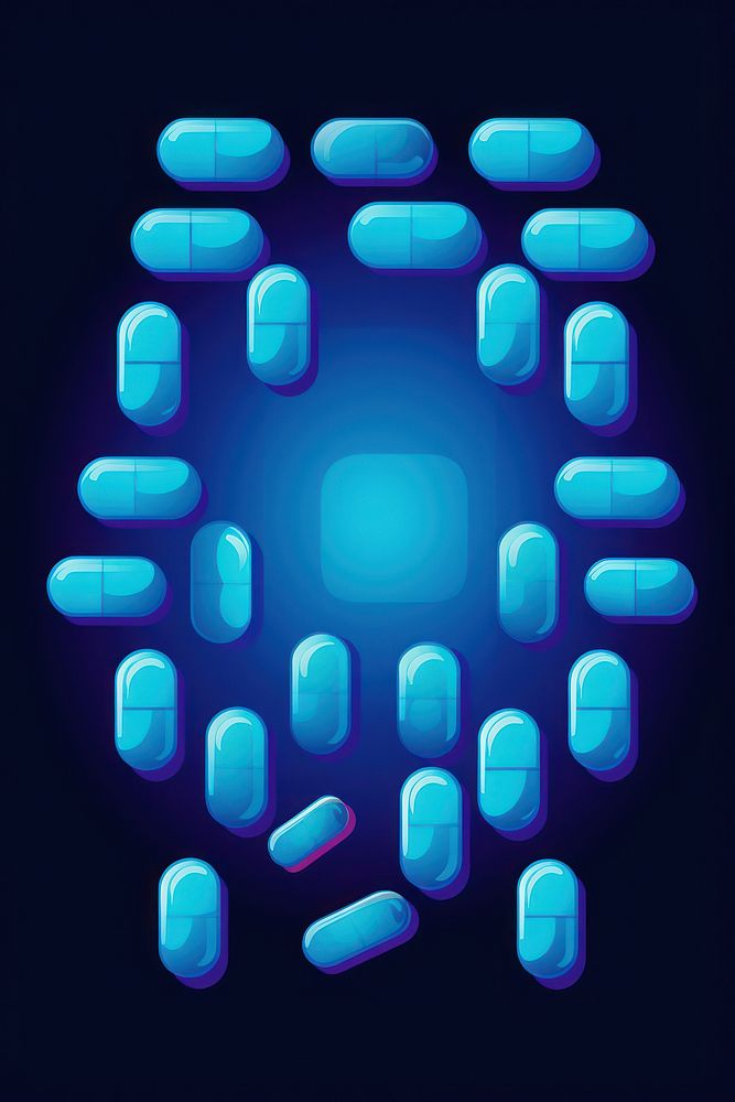 Blue pill capsules electronics medication medicine.