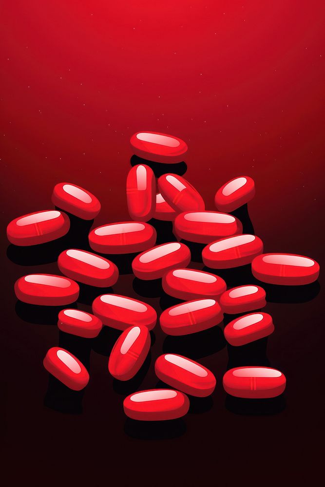 Red pill capsules antioxidant medication medicine.