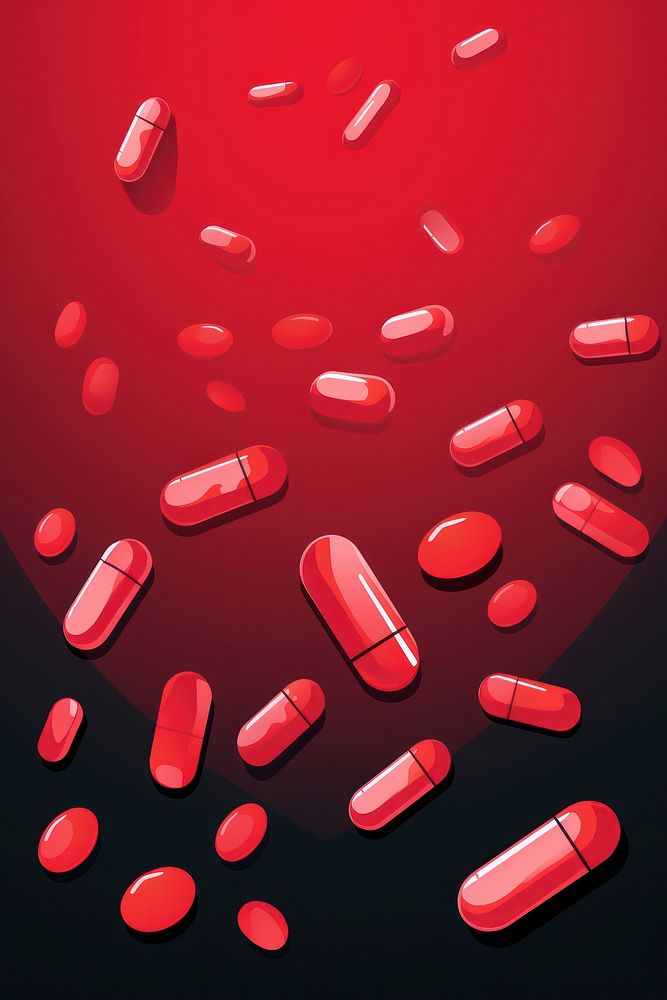 Red pill capsules antioxidant medication medicine.