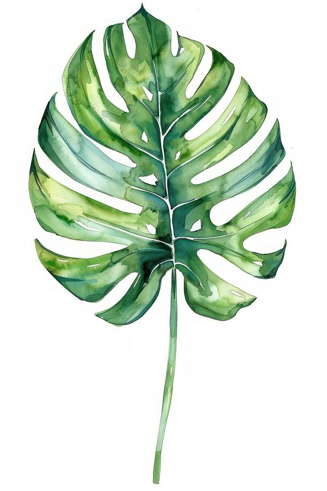 Monstera leaf plant white background xanthosoma.