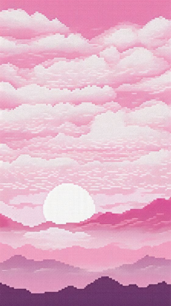 Cross stitch pink sky outdoors painting cumulus.