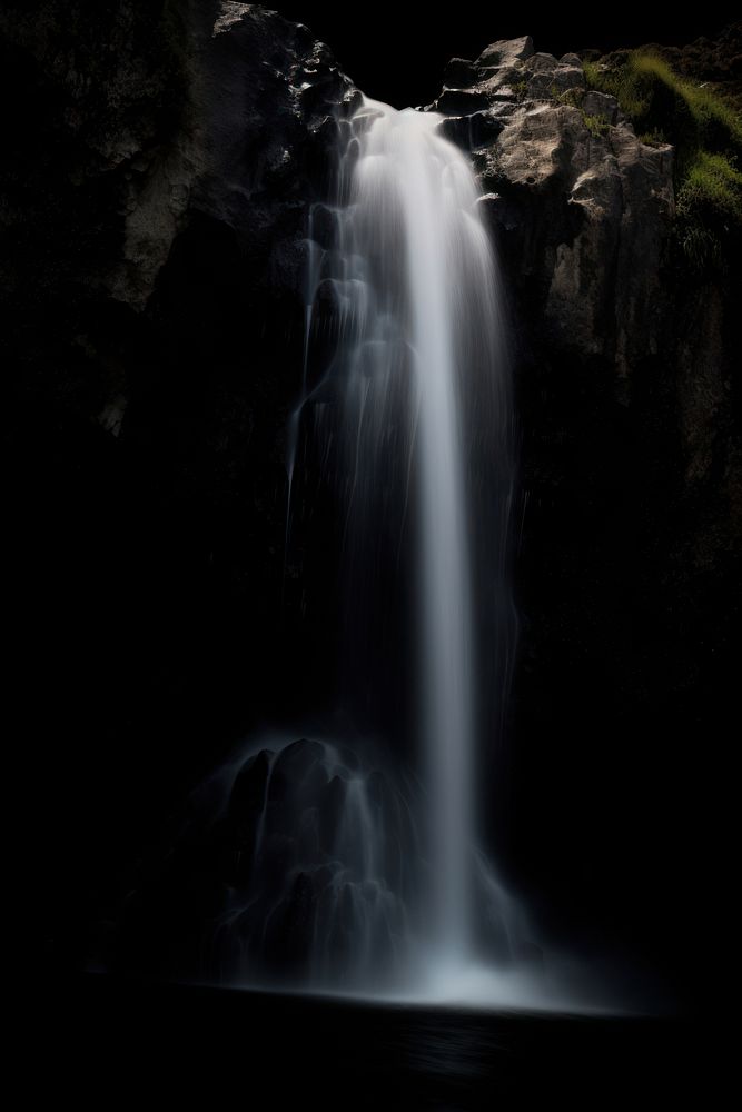 Waterfall outdoors nature black.