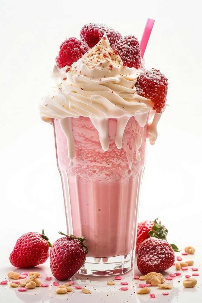 Milkshake drink strawberry smoothie dessert.