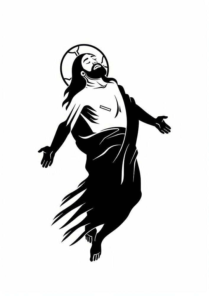 Jesus christ floating on air publication stencil female.