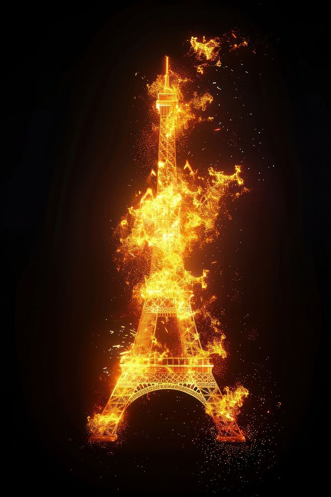 Eiffel tower fire architecture bonfire.