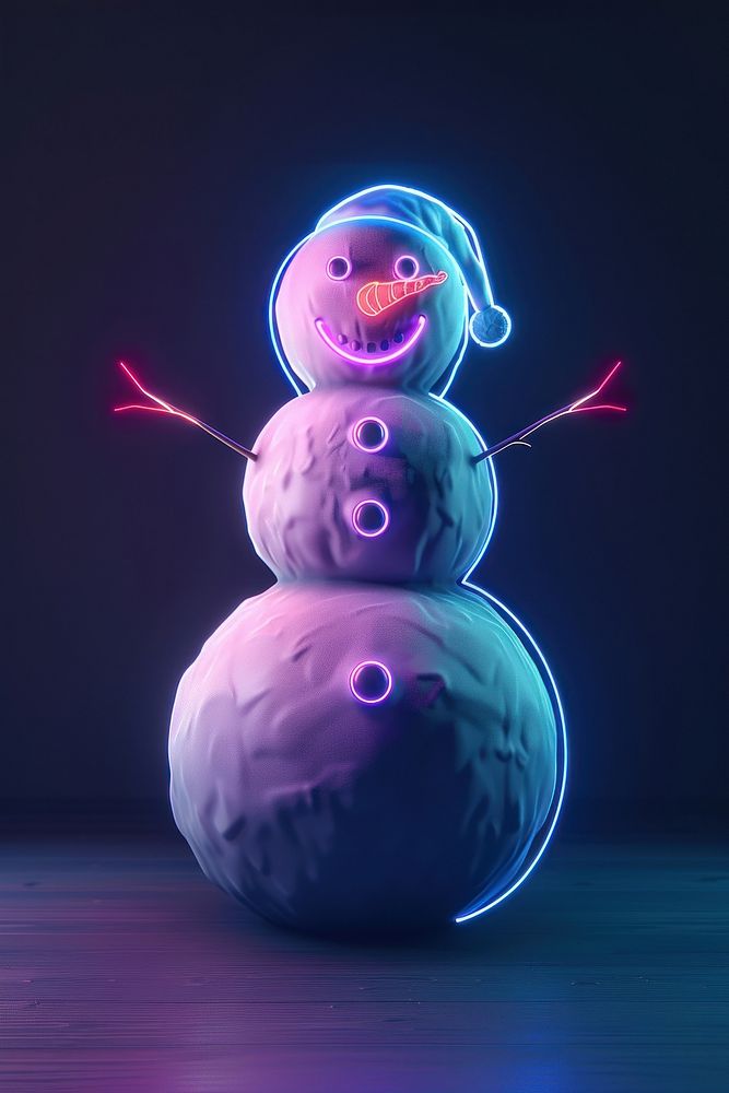 Snowman winter purple light.