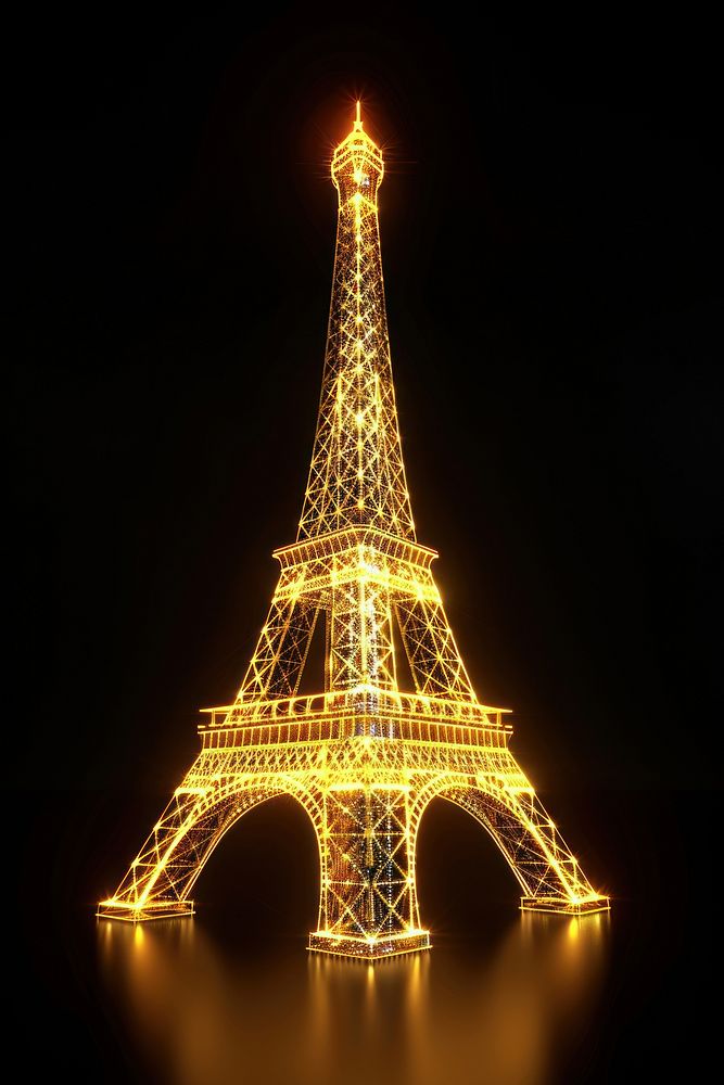 Eiffel tower architecture landmark lighting.