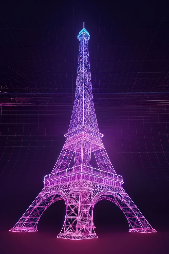 Eiffel tower architecture landmark purple.