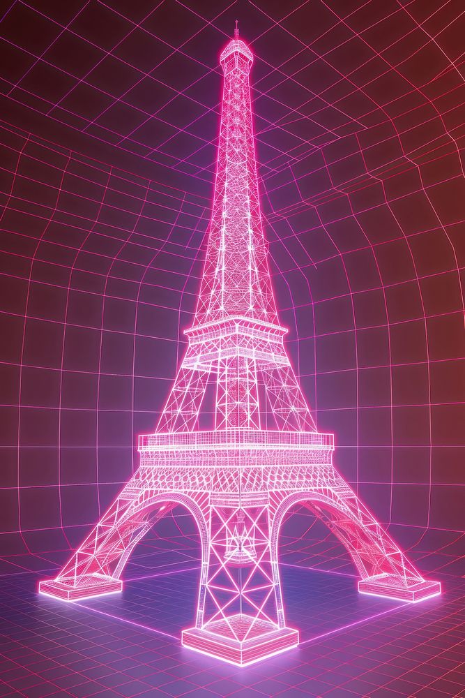 Eiffel tower architecture landmark neon.