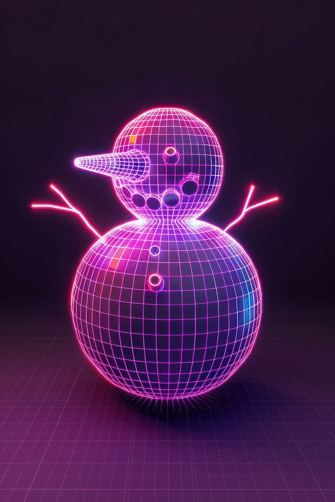 Snowman sphere purple night.