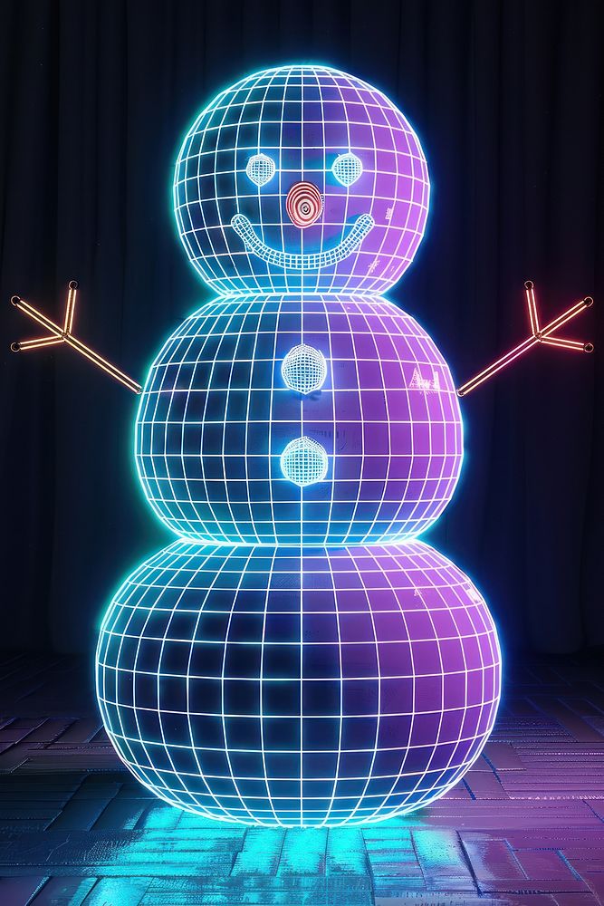 Snowman sphere night representation.