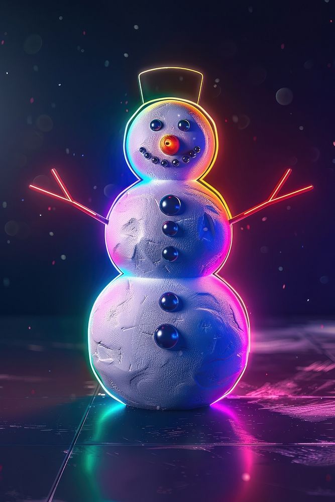 Snowman winter representation illuminated.