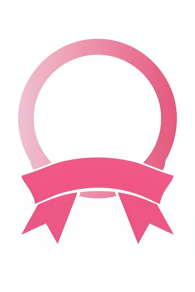 Pink circle award ribbon banner letterbox mailbox symbol.