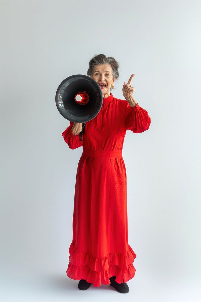 Woman holding megaphone dress portrait adult.