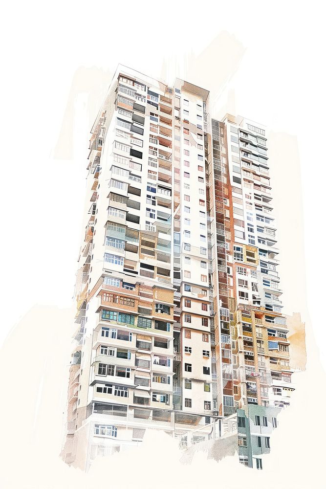 Illustration of condominium architecture building housing.
