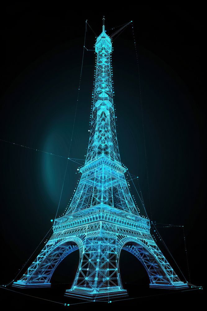 Eiffel tower architecture futuristic building.