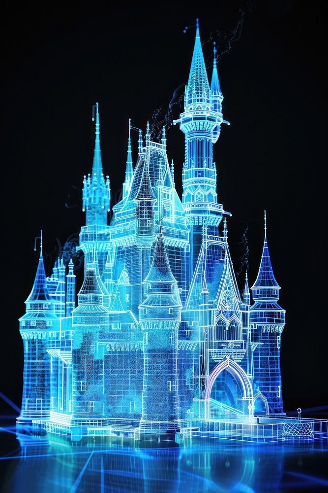 Snow castle architecture building glowing.