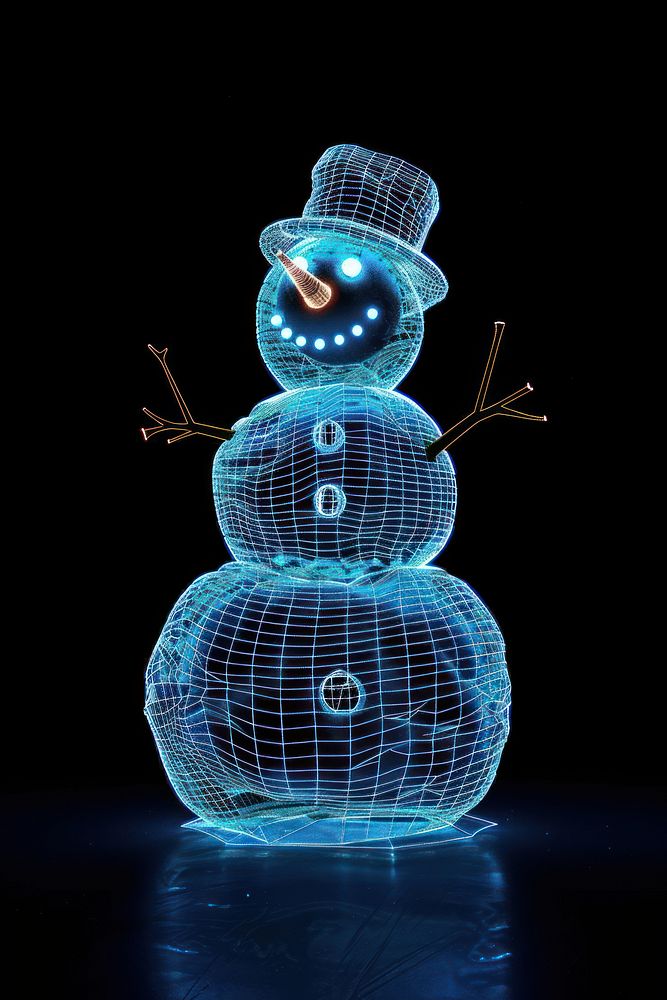 Snowman futuristic glowing winter.