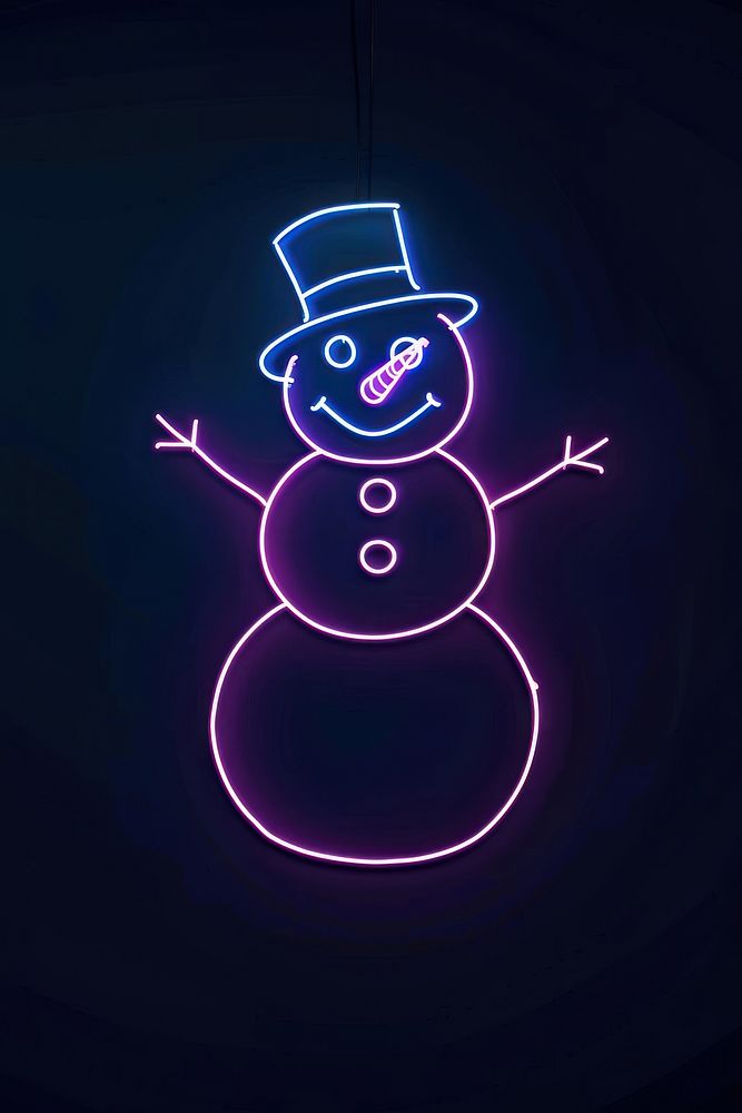 Snowman purple light neon.