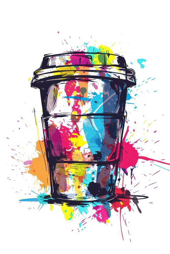 Graffiti coffee cup art painting person.