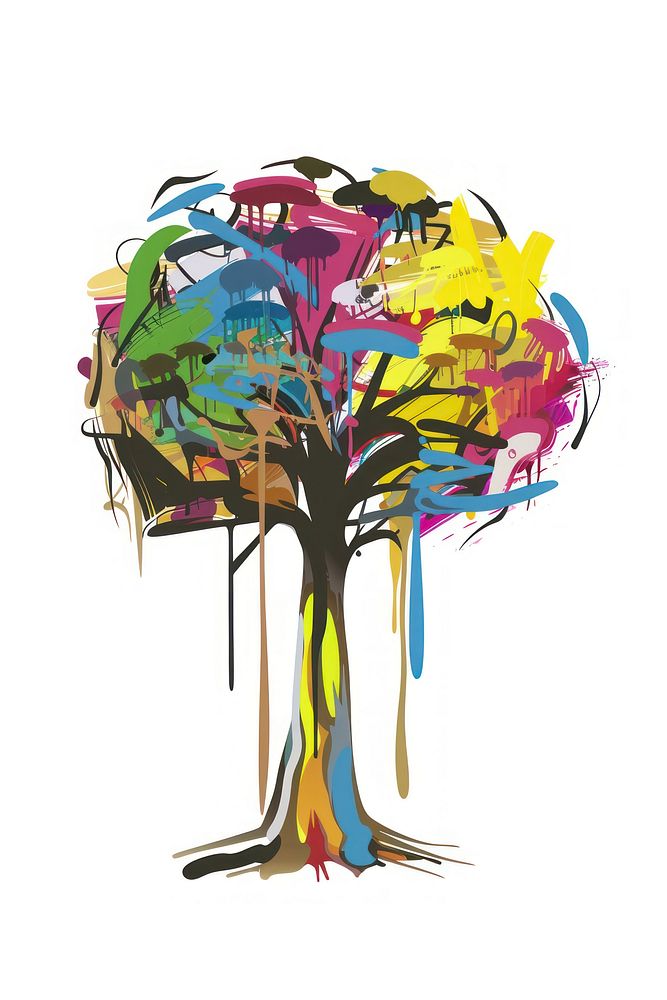 Graffiti tree art illustrated painting.