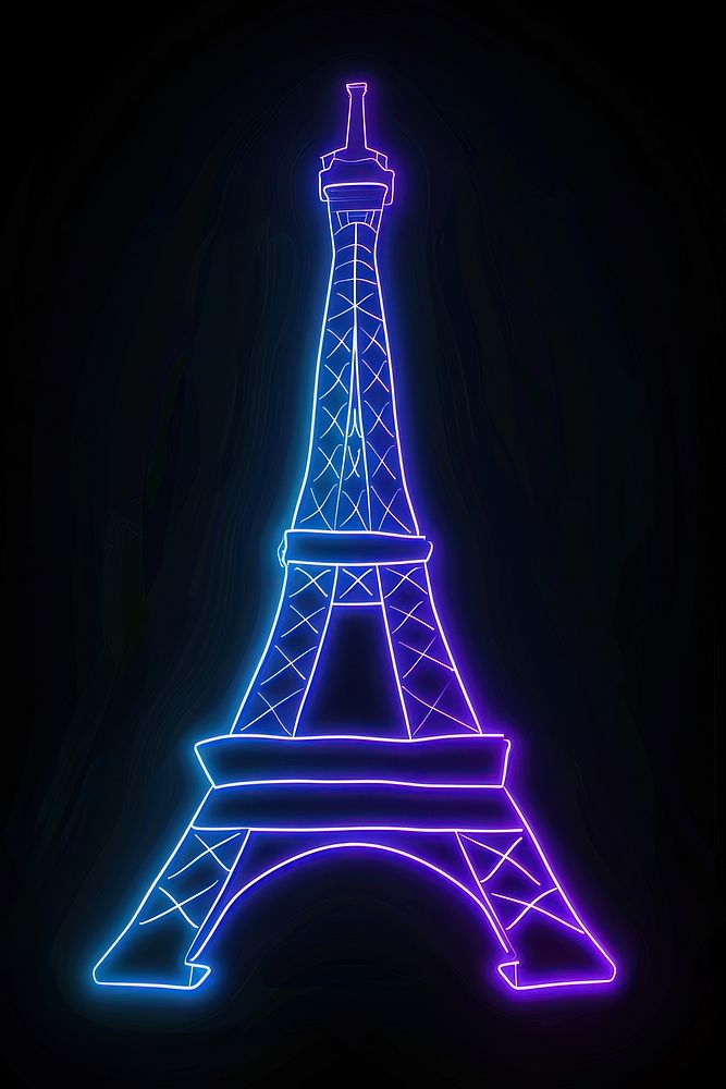 Eiffel tower light neon architecture.