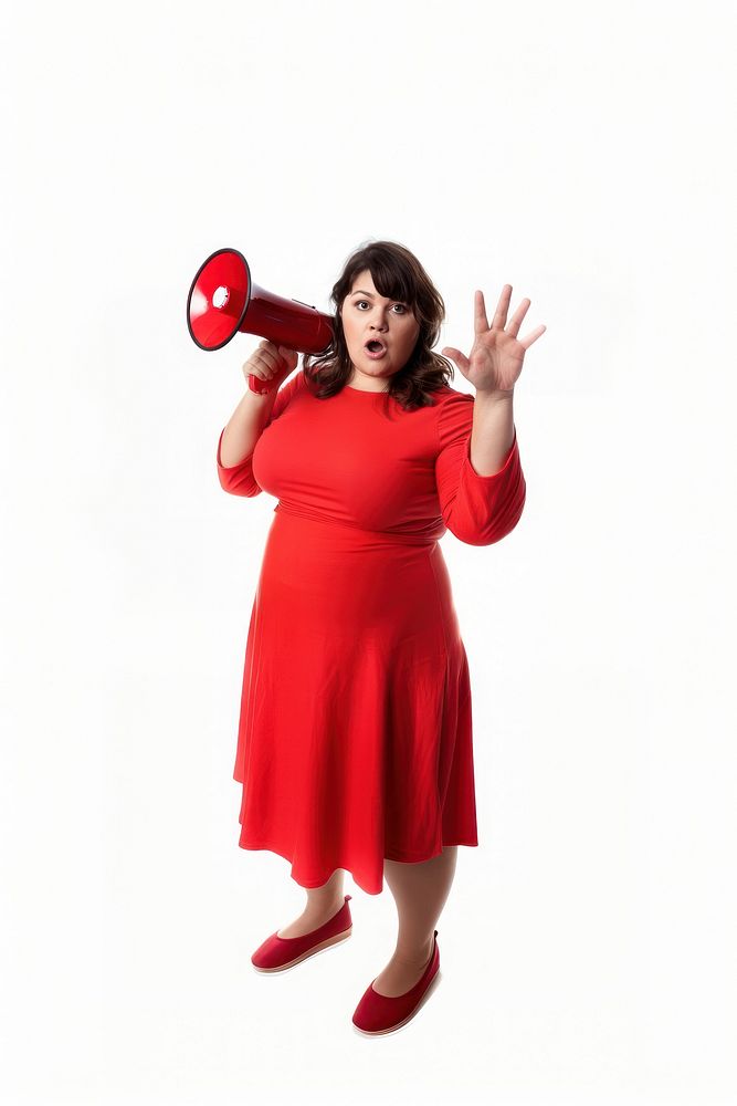 Woman holding megaphone portrait adult dress.