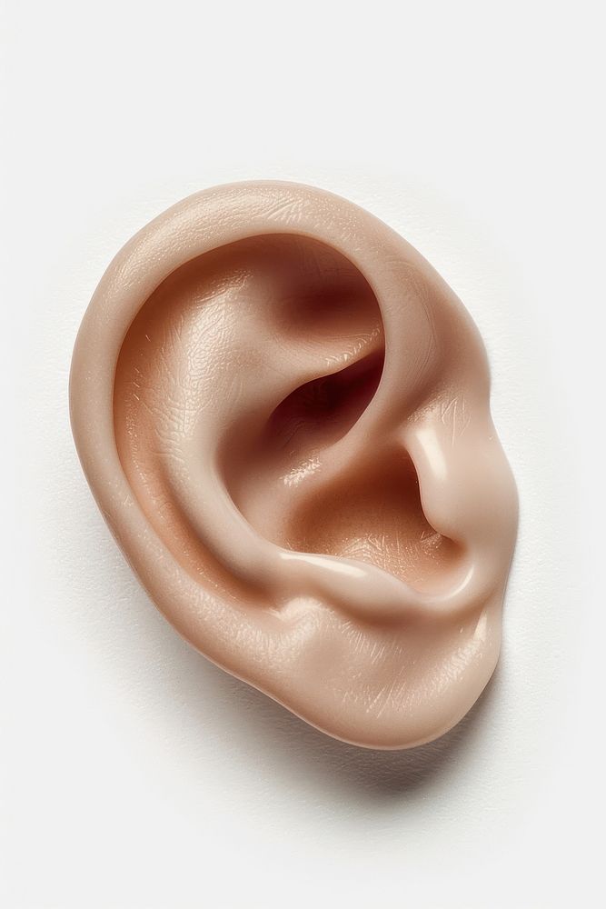 Realistic model of human ear white background simplicity jewelry.