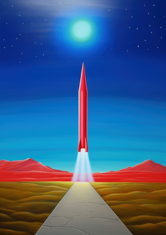 Painting illustration of rocket art ammunition weaponry.