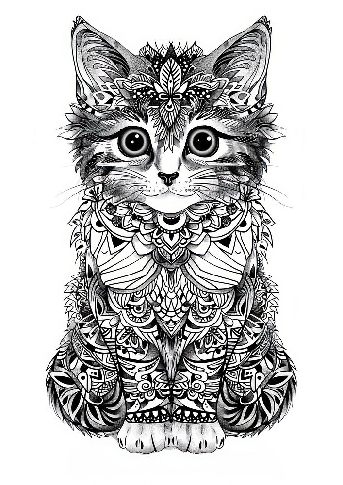 Cute cat sketch doodle art.