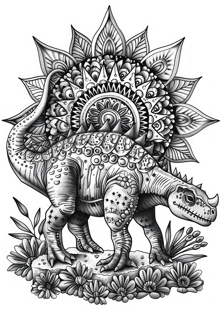 Dinosaur doodle sketch art.