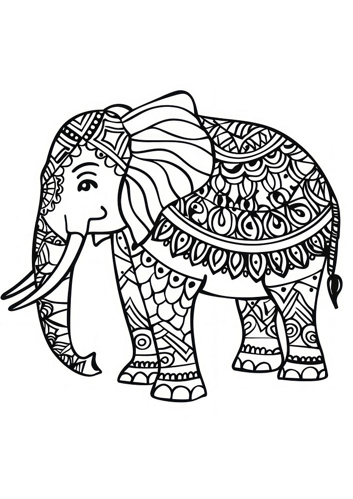 Elephant doodle sketch art.