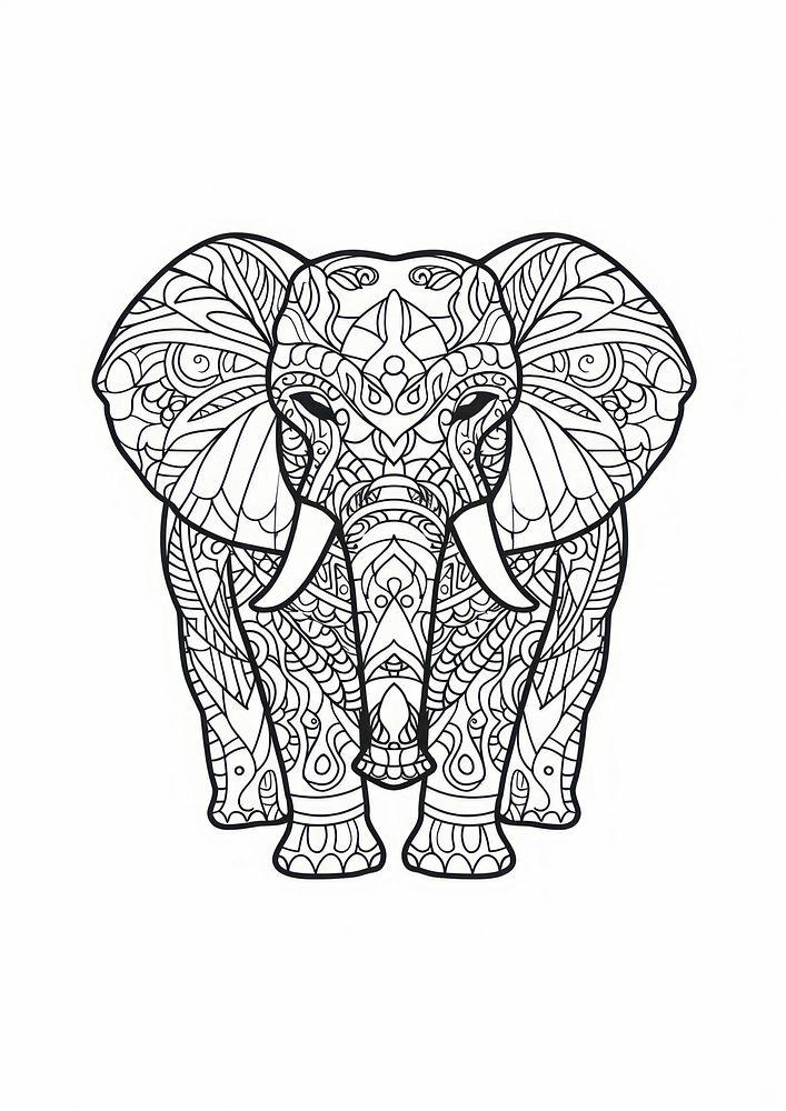 Elephant sketch doodle art.