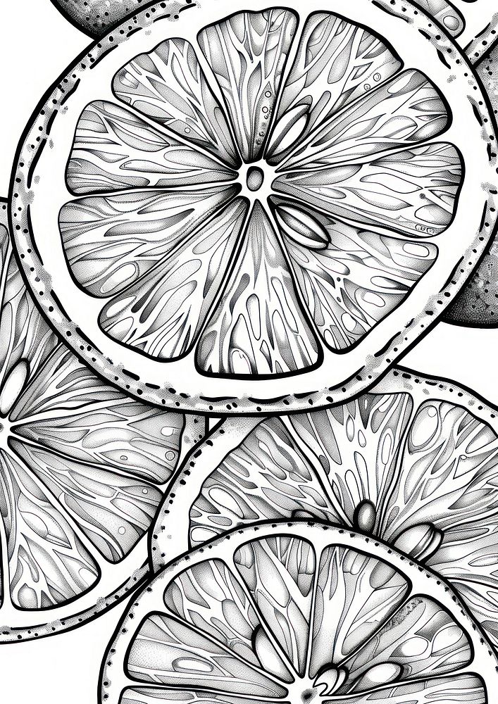 Lemon slices sketch art illustrated.