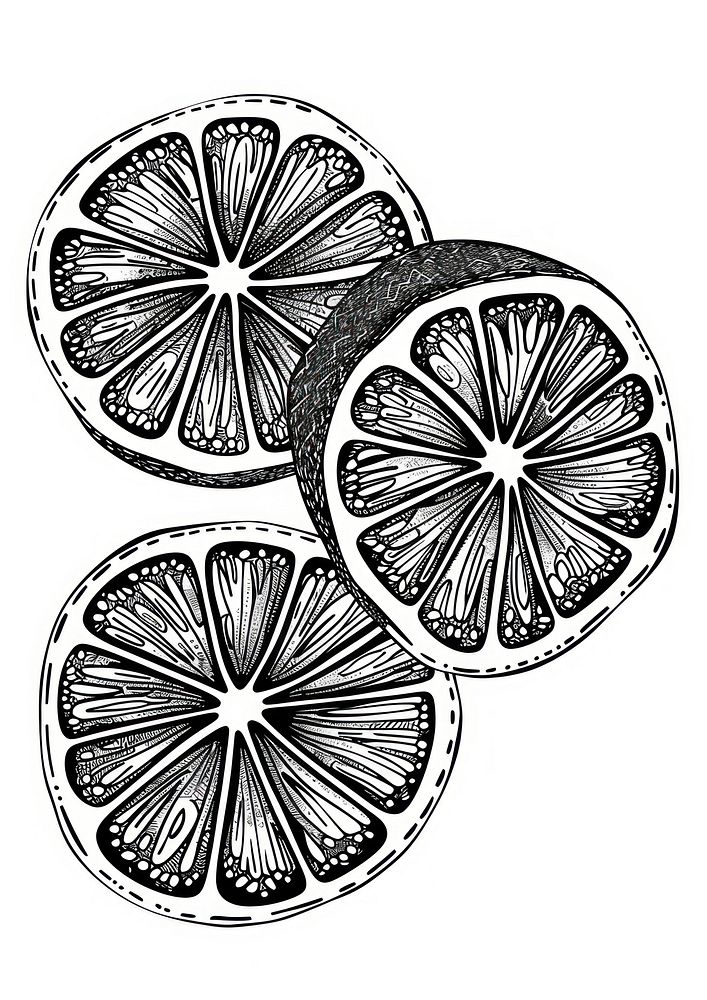Lemon slices sketch art illustrated.