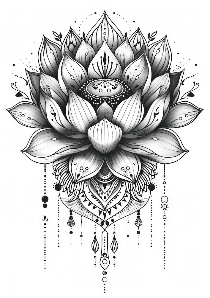 Lotus sketch doodle art.