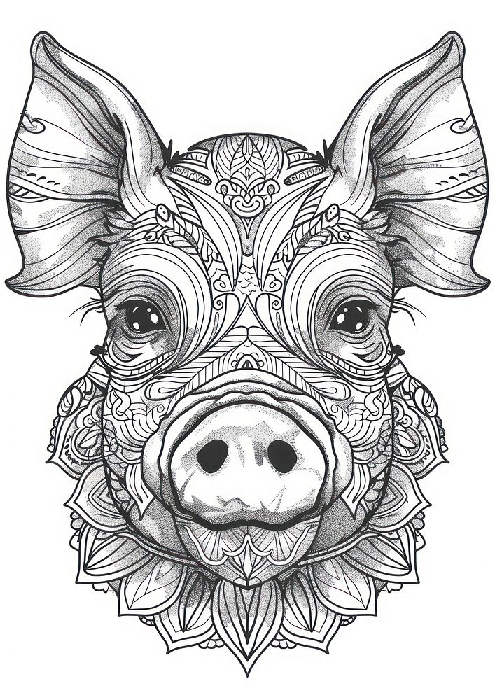 Pork doodle sketch art.
