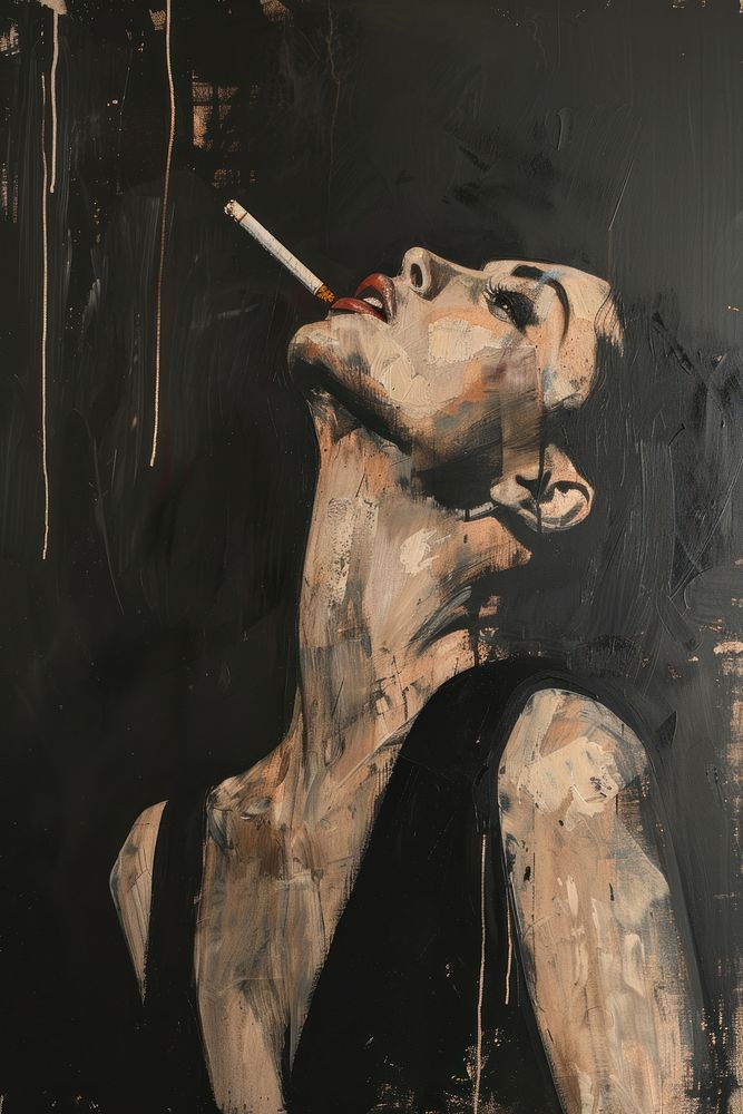 A women luxury with a cigarette painting art smoking.